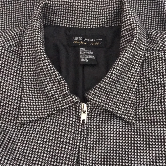 VTG 80's Houndstooth Knit Zip-Up Fitted Jacket Sz 8 - Picture 8 of 9
